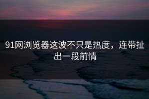 91网浏览器这波不只是热度，连带扯出一段前情
