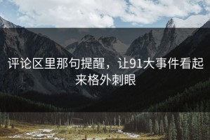 评论区里那句提醒，让91大事件看起来格外刺眼