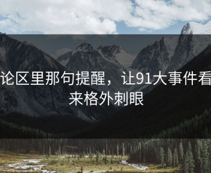 评论区里那句提醒，让91大事件看起来格外刺眼