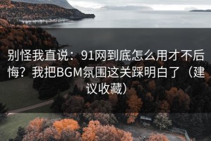 别怪我直说：91网到底怎么用才不后悔？我把BGM氛围这关踩明白了（建议收藏）