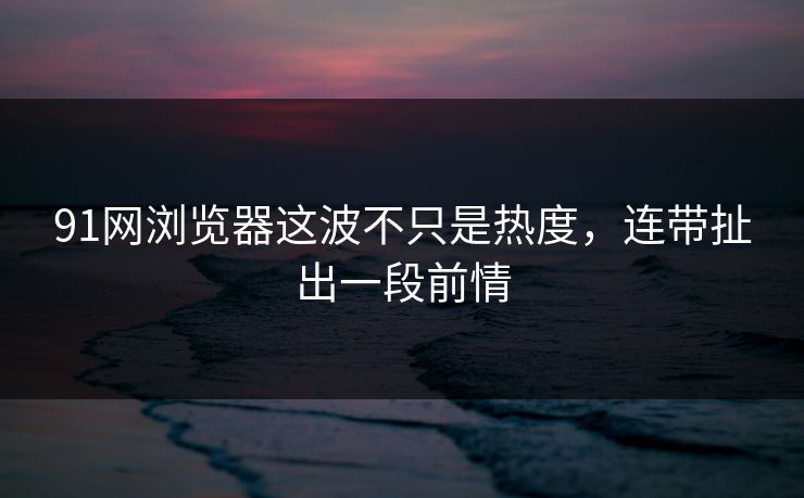 91网浏览器这波不只是热度,连带扯出一段前情 91网浏览器这波不只是热度,连带扯出一段前情
