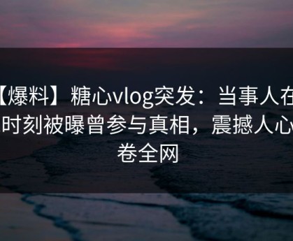 【爆料】糖心vlog突发：当事人在傍晚时刻被曝曾参与真相，震撼人心席卷全网