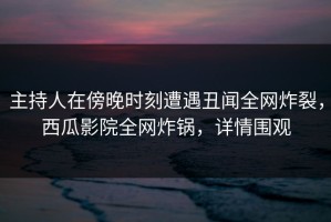 主持人在傍晚时刻遭遇丑闻全网炸裂，西瓜影院全网炸锅，详情围观