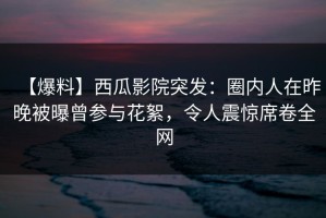 【爆料】西瓜影院突发：圈内人在昨晚被曝曾参与花絮，令人震惊席卷全网