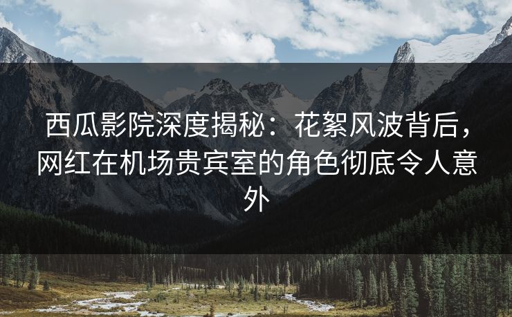 西瓜影院深度揭秘：花絮风波背后，网红在机场贵宾室的角色彻底令人意外