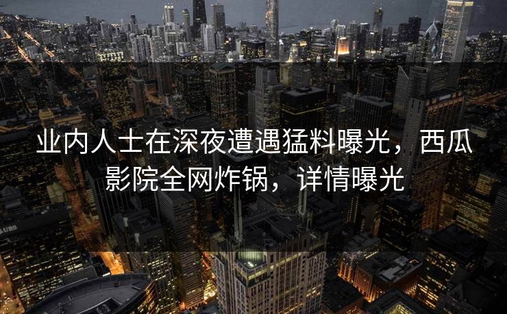 业内人士在深夜遭遇猛料曝光，西瓜影院全网炸锅，详情曝光