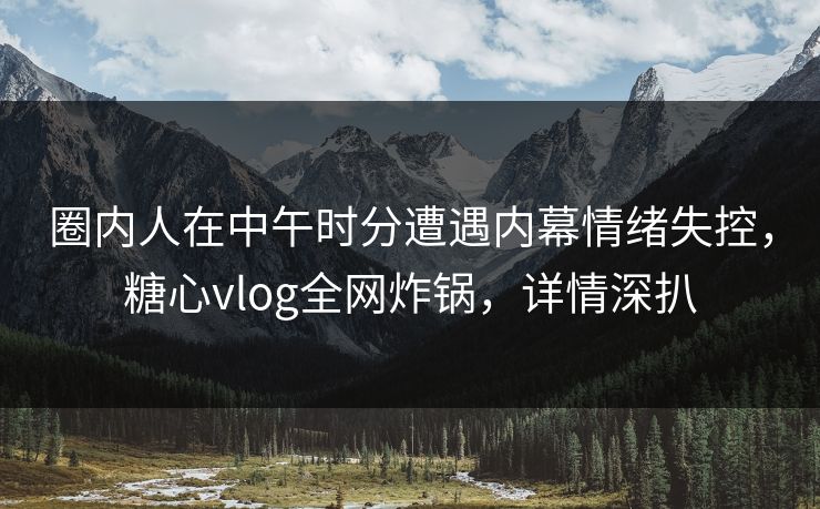 圈内人在中午时分遭遇内幕情绪失控，糖心vlog全网炸锅，详情深扒