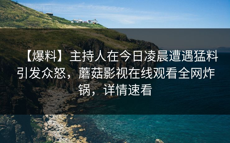 【爆料】主持人在今日凌晨遭遇猛料引发众怒，蘑菇影视在线观看全网炸锅，详情速看
