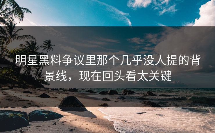 明星黑料争议里那个几乎没人提的背景线，现在回头看太关键